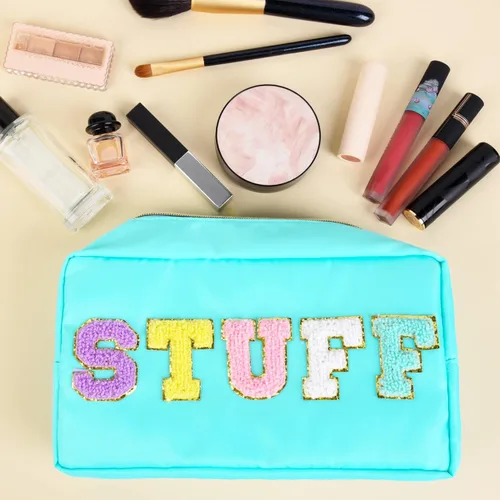 Vista 7 de SOIDRAM Bolsa de maquillaje floral acolchada para cosméticos, bolsa de maquillaje de coqueta inflada, bolsa de maquillaje estética grande de viaje