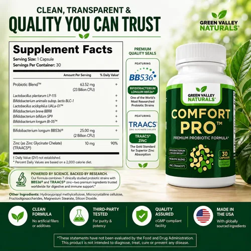 Vista 5 de ComfortPro™ Probióticos diarios para la salud digestiva Alivio del estreñimiento y apoyo de la hinchazón para mujeres y hombres Limpieza
