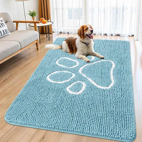 Vista 182 de Smiry Tapete para puerta de perro para patas fangosas, absorbente y Gris y negro