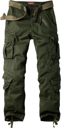 Vista 2 de Pantalones cargo de trabajo para mujer, de algodón, con 8 bolsillos, informal, estilo de combate militar