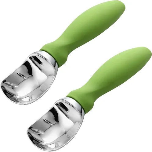 Vista 31 de Spring Chef - Cuchara para helado rosa de alta resistencia con mango suave, cuchara profesional para helado, cuchara de metal para masa de galletas