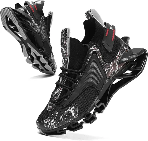Vista 2 de Zapatos deportivos para hombre, zapatos para correr, para hombre, para correr, a la moda, atlético, baloncesto, caminar, casual, senderismo, negro