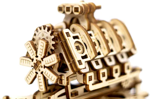 Vista 5 de WOODEN.CITY V8 Engine 3D Wooden Puzzle Kit, 200 Pcs DIY Mechanical Model, Made in EU
