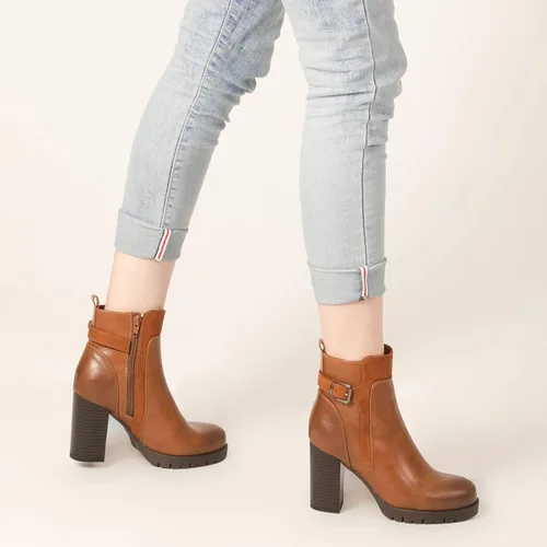 Vista 4 de mysoft Botines de mujer con tacón grueso apilado y cremallera