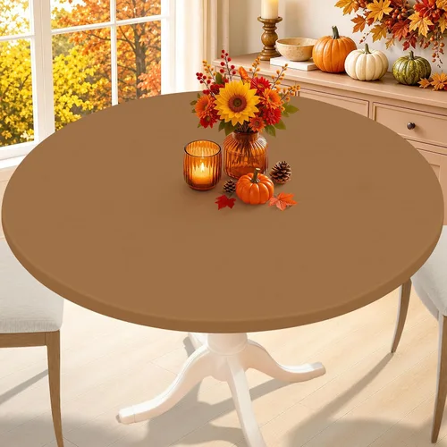Vista 35 de Smiry - Mantel redondo de elastano, manteles ajustados lavables elásticos para mesas de 36 a 44 pulgadas, cubierta de mesa de picnic elástica