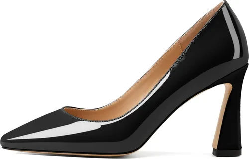 Vista 2 de Joseywade Zapatos de tacón alto para mujer con punta cuadrada de tacón de aguja sin cordones con punta cerrada de 3.5 pulgadas, zapatos de vestir