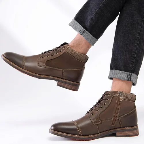 Vista 5 de Arkbird Botas de vestir para hombre, botas de tobillo clásicas de cuero genuino con cremallera lateral