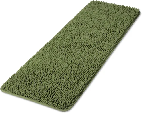 Vista 185 de Yeaban Alfombra de pasillo de baño de 24 x 72 pulgadas, antideslizante, alfombra de baño larga de felpilla gruesa, absorbente y lavable, alfombra