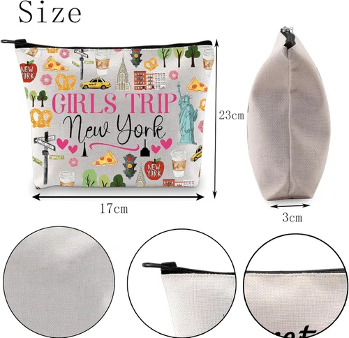 Vista 2 de POFULL Nueva York Vacaciones Regalo Viaje Nueva York Cremallera bolsa Viaje Cosméticos Bolsa, Bolsa de Cosméticos de Viaje para niñas Nueva York