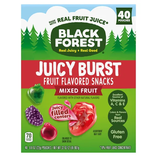 Vista 11 de Black Forest, Juicy Burst, bocadillos con sabor a frutas, sabores de frutas mixtas, una explosión jugosa de sabores naturales, hechos con jugo