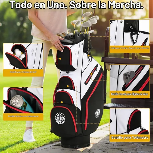Vista 4 de Bolsa de carrito de golf Shopsource, bolsa de palos de 14 vías con cierre moldeado y divisores de longitud completa, bolsas de carrito silenciosas