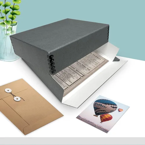 Vista 9 de Golden State Art, Caja de almacenamiento de archivos frontal caída, gris