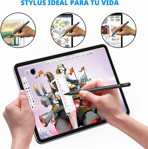Vista 7 de NTHJOYS - Bolígrafos para pantallas táctiles, lápiz óptico activo para iOS/Android con diseño magnético de punta fina compatible con Apple Negro