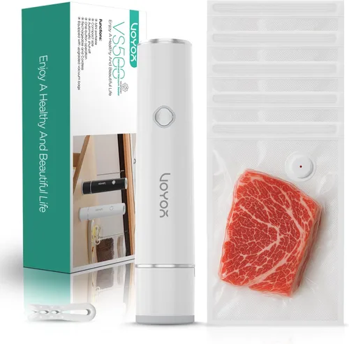 Vista 8 de VOYOR Sellador al vacío de mano para conservación y almacenamiento de alimentos, sellador al vacío portátil para alimentos con bolsas de vacío Negro