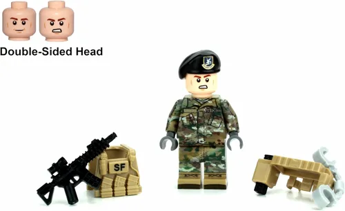 Vista 5 de Battle Brick - Minifigura coleccionable de 1.6 pulgadas de alto de las fuerzas de seguridad de la Fuerza Aérea Airman OCP Minifigura militar