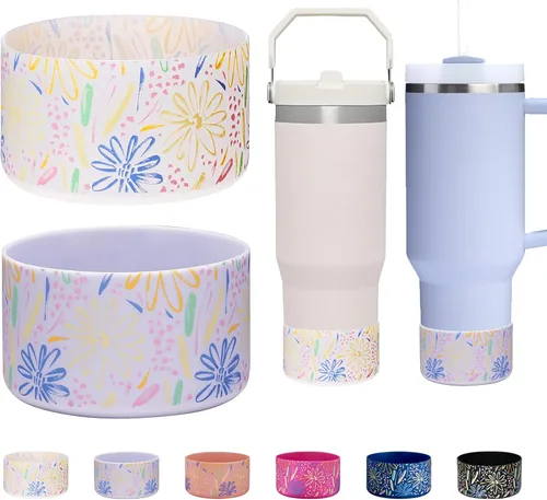 Vista 24 de WK IEASON 2 Piezas Protector de Base Tipo Bota para Vaso Stanley Quencher Adventure 40oz y Stanley IceFlow 20oz 30oz y Compatible con Botella de 3D