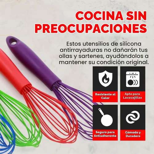 Vista 3 de Chef Craft Batidor de cocina de alambre de silicona premium, 10.5 pulgadas, color negro