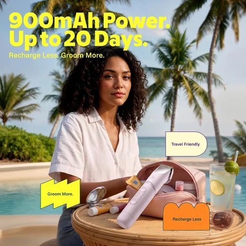 Vista 9 de SpinDuo 2 en 1 recortadora de bikini eléctrica para mujer, cabezal Rosa