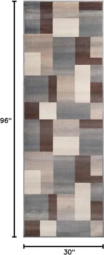 Vista 2 de BLUENILEMILLS Fiji - Colección de alfombras contemporáneas para interiores, alfombra geométrica de retazos moderna con respaldo de yute duradero
