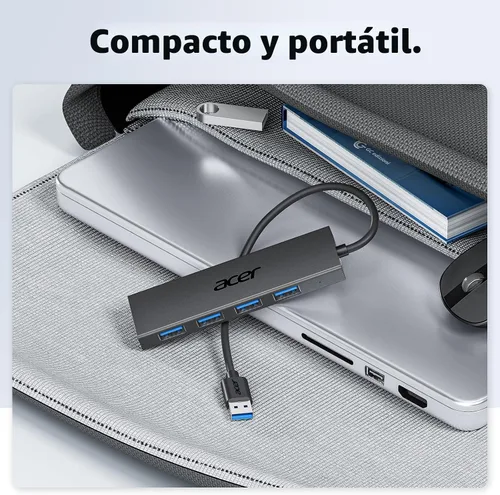 Vista 8 de Acer Hub USB 4 Puertos, Hub USB 3.0 Múltiple, Divisor USBA para Laptop con Puerto de Alimentación Tipo C, Extensor para Laptop de Puerto A, PC