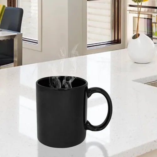 Vista 3 de Funny Guy Mugs Taza de café de cerámica negra lisa, color negro, 11 onzas