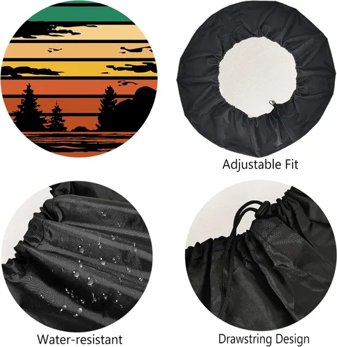 Vista 4 de Fundas de neumáticos de repuesto para remolques, neumáticos retro de bosque para automóviles, resistentes a la intemperie, a prueba de polvo