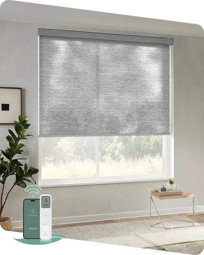 Vista 23 de Yoolax Persianas motorizadas con control remoto, persianas opacas remotas para ventanas, persianas enrollables automáticas inalámbricas persianas