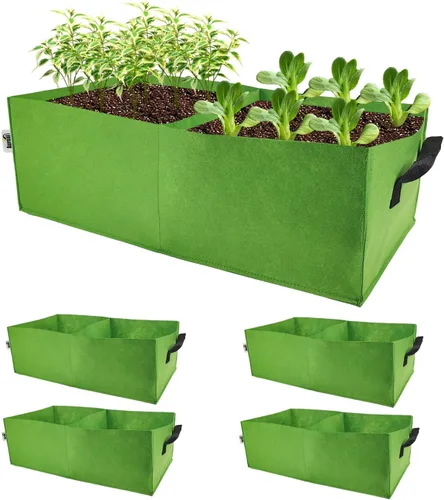 Vista 7 de Bolsas de cultivo de plantas, paquete de 2, 38 galones, 3 agujeros rectangulares Plantación elevada de tela, transpirable, para papa, tomate