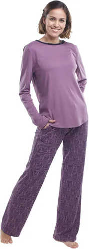 Vista 2 de Conjunto de pijama de algodón Pima increíblemente suave para mujer - El conjunto de manga larga