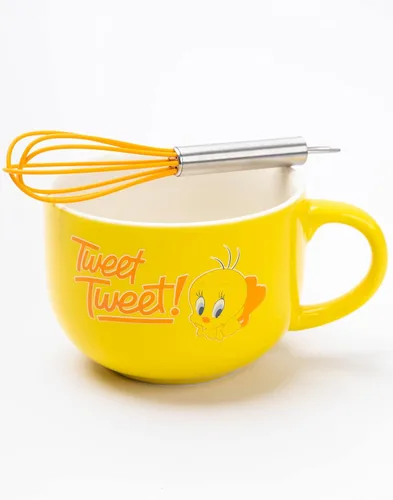 Vista 4 de LOONEY TUNES Juego de regalo de la cocina del hogar de la taza del capuchino de Tweety amarillo de la plantilla de la taza