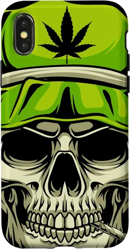 Vista 4 de iPhone 15 Cráneo Con Sombrero Ilustración - Hoja de Cannabis Weed THC CBD Case