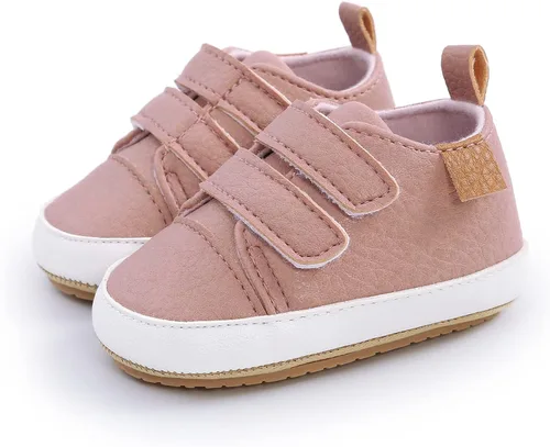 Vista 6 de Zapatos de bebé para niño y niña, zapatillas de deporte antideslizantes de piel sintética unisex para bebés recién nacidos para primeros pasos