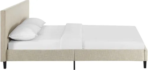 Vista 5 de Modway Anya - Cama de plataforma tapizada beige con soporte de listones de madera