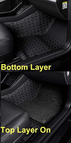 Vista 4 de Revestimiento de suelo apto para Tesla Modelo 3 2017-2023, totalmente integrado, personalizado, sin borde, manta para el maletero, 2 capas Negro