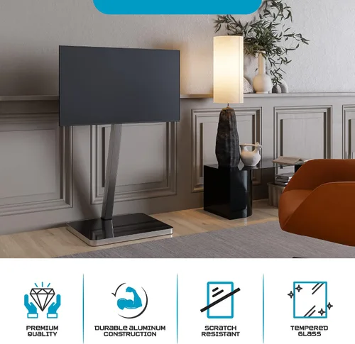 Vista 8 de SONOROUS PL-2700 - Soporte de TV de alta calidad para sala de estar, soporte de piso de TV de lujo con base de vidrio templado, moderno soporte