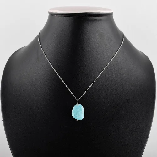 Vista 4 de Collar con colgante de pera de piedras preciosas múltiples