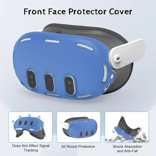 Vista 5 de Relohas Deluxe 5 in 1 Silicone Accessories for Meta Quest 3, VR Protective Case Set for Oculus Quest 3, Controller Grip Cover, VR Shell Cover, Face