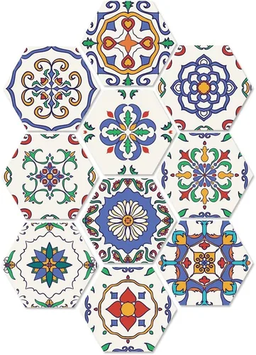 Vista 25 de Alwayspon 10 calcomanías hexagonales antideslizantes para el suelo, para decoración del hogar, despegar y pegar, autoadhesivas, para sala de estar