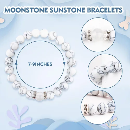 Vista 15 de 2 pulseras magnéticas para parejas, piedra natural negra mate, cristal para votos de amor eterno, juego de pulseras de cuentas de piedra de energía