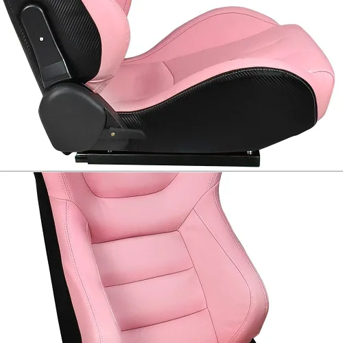Vista 4 de FREEMOTOR802 Par de asientos reclinables universales para carreras, PU Rosa