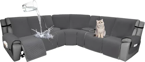 Vista 101 de Fundas de terciopelo 10% impermeables para sofá modular reclinable en forma de L, 1 pieza, fundas acolchadas para sofá reclinable esquinero, juego
