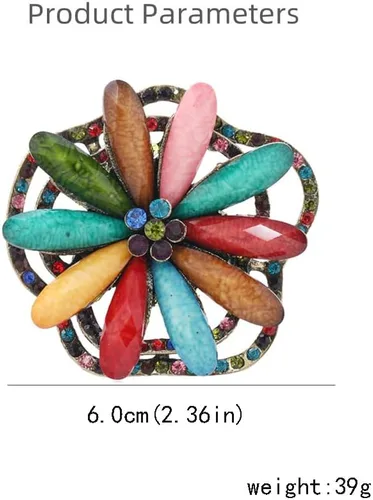 Vista 5 de Anillo de declaración de flores exageradas para mujeres y niñas, chapado en oro colorido con circonita cúbica, piedra natal, pétalos de flor