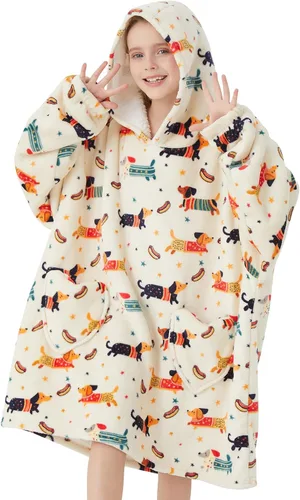 Vista 24 de Mewkou Manta con Capucha Portátil para Niños Sudadera con Capucha de Sherpa Extra Grande para Niños, Niñas y Niños Pequeños de 2 a 6 años