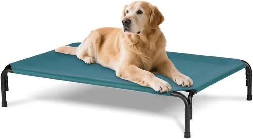 Vista 8 de Cama elevada para perros al aire libre, cuna refrescante de elevación media, camas elevadas para mascotas con malla Teslin transpirable duradera