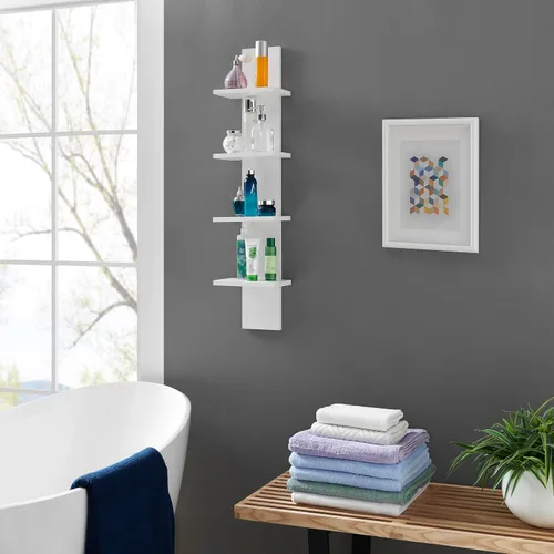 Vista 8 de Danya B. Arica Utility Column - Estantes de pared de 4 niveles (blanco)