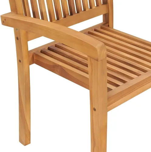 Vista 6 de Stacking Patio Chairs with Cushions 4 pcs Solid Teak Wood Outdoor Patio Chair Lawn Sillas para Comedor Kitchen Table Chairs for Study Courtyard