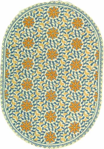 Vista 17 de SAFAVIEH Chelsea Collection - Alfombra decorativa de 1 pies 8 pulgadas x 2 pies 6 pulgadas, marfil y azul, lana de campo francesa enganchada a mano