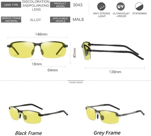 Vista 5 de Gafas de sol fotocrómicas polarizadas para hombres y mujeres gafas de visión nocturna para conducir ciclismo UV400 transición sombras