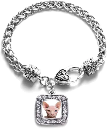 Vista 209 de Pulsera de dijes cuadrados de plata con joyería de circonita cúbica