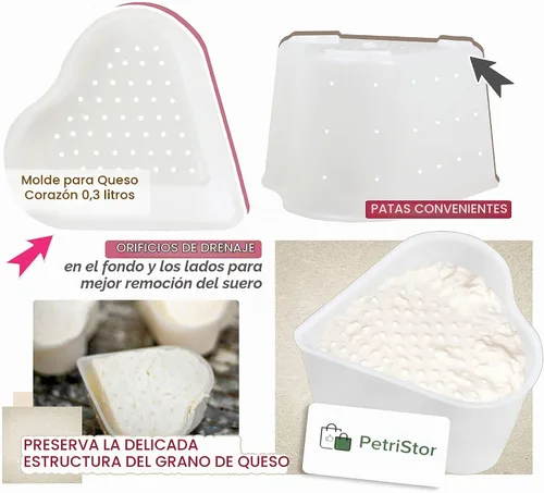 Vista 6 de PetriStor Molde de queso suave para queso de 8 piezas, 1/3 cuartos de galón, molde de queso suave para hacer queso, suministros caseros para hacer